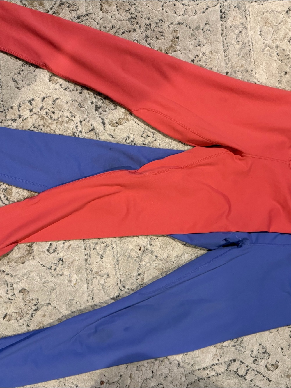 Balance Athletica Colorblock Leggings in Coral and Royal Blue
